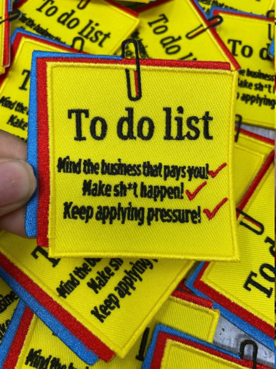 Patch Party Club “To-Do List” Iron-On Embroidered Patch, Size 3”x3”